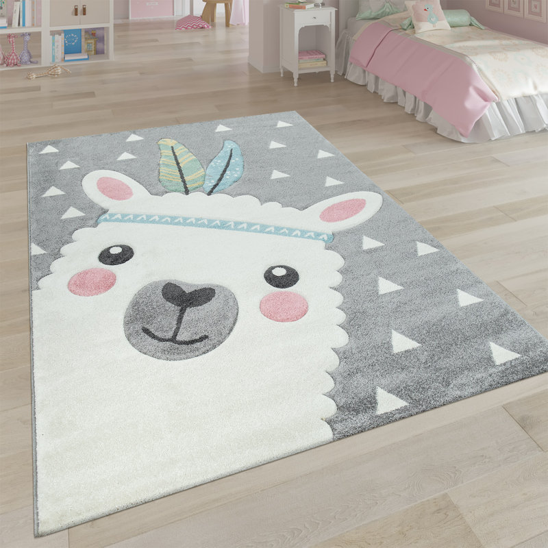 Tapis pour bébé et enfants Barela, Rectangle 6 pi 7 po x 9 pi 6 po, Gris