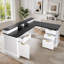 Bureau en L 59 po cannelé avec station de charge et armoire de rangement 59 po Modern-133218022