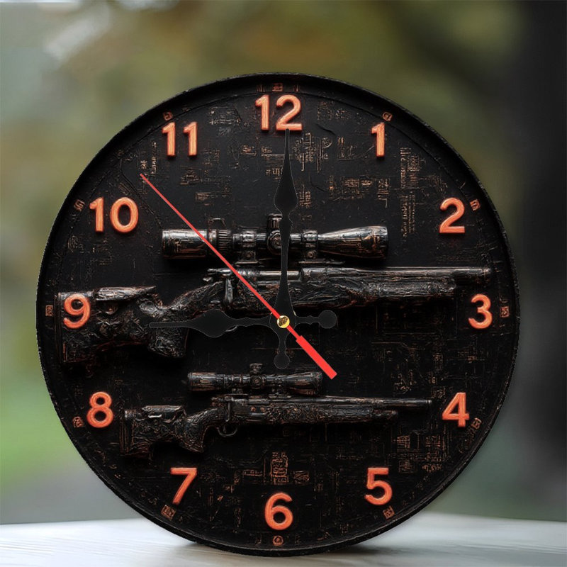 Clock Face With Rifles And Scopes