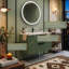 Meuble-lavabo flottant moderne de 30 po avec lavabo intégré en céramique, armoire cannelée murale avec tiroirs à fermeture en douceur (vert)-403362009-403362015