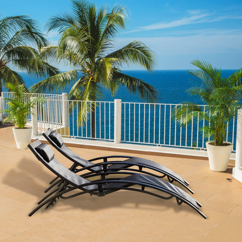 Chaise longue inclinable 66,9 po Tarazon, Gris foncé