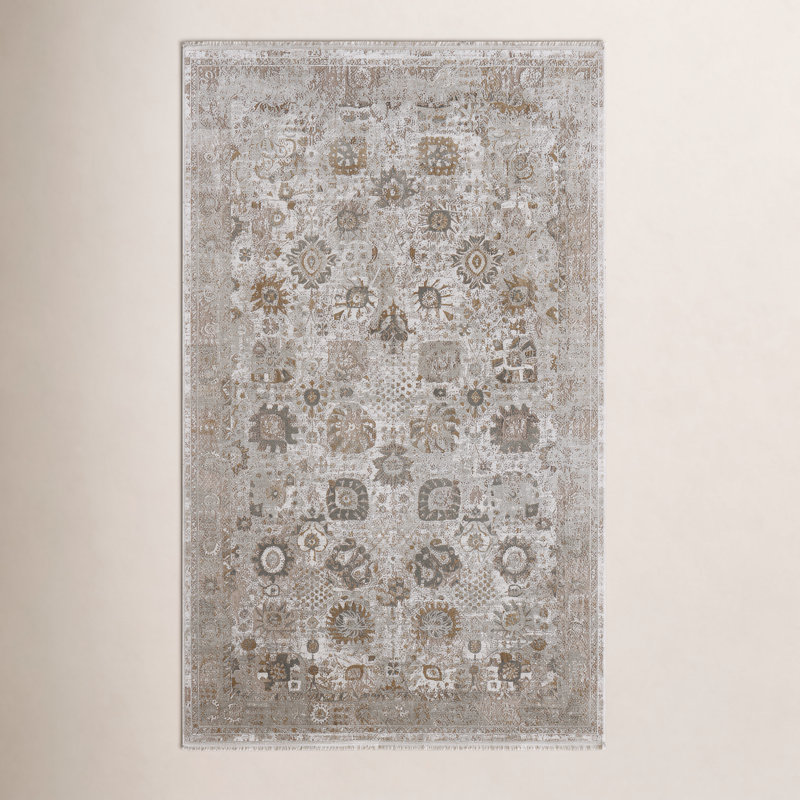 Tapis ivoire et floral traditionnel Cadiz, Rectangle 7 pi 9 po x 11 pi