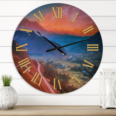 Road Through The ALamut Mountains During Evening Glow - Farmhouse wall clock
