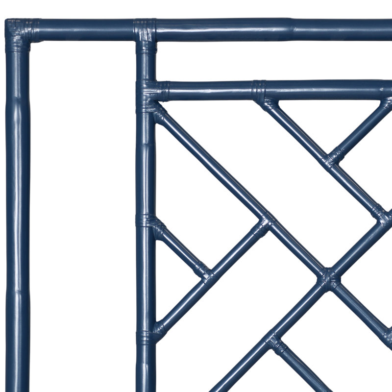 Cowden Geometric Rattan Headboard, Twin, Navy Blue