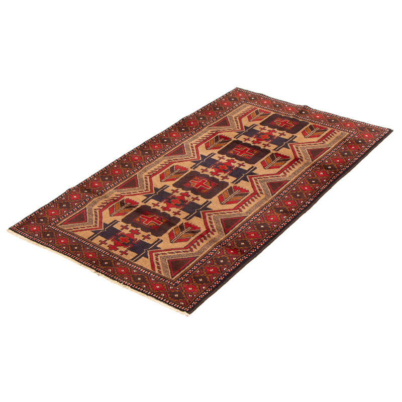 Tapis brun clair noué à la main 3 pi 7 po x 6 pi 3 po Teimani