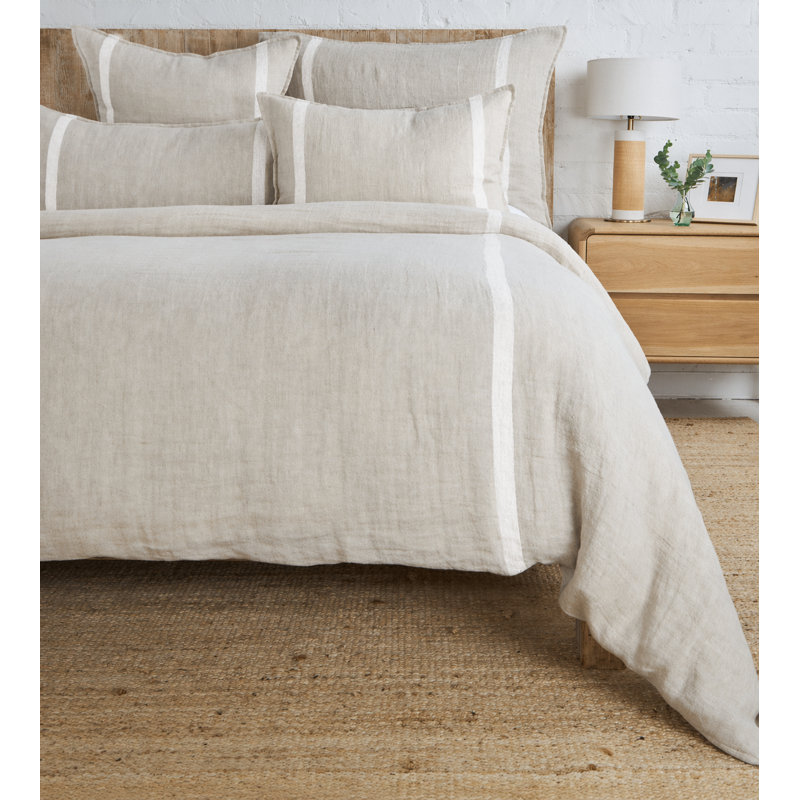 RORY - FLAX / MIDNIGHT - K DUVET, King Duvet Cover, Flax/White