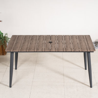62.2" W Rectangular Outdoor Dining Table with Umbrella Hole