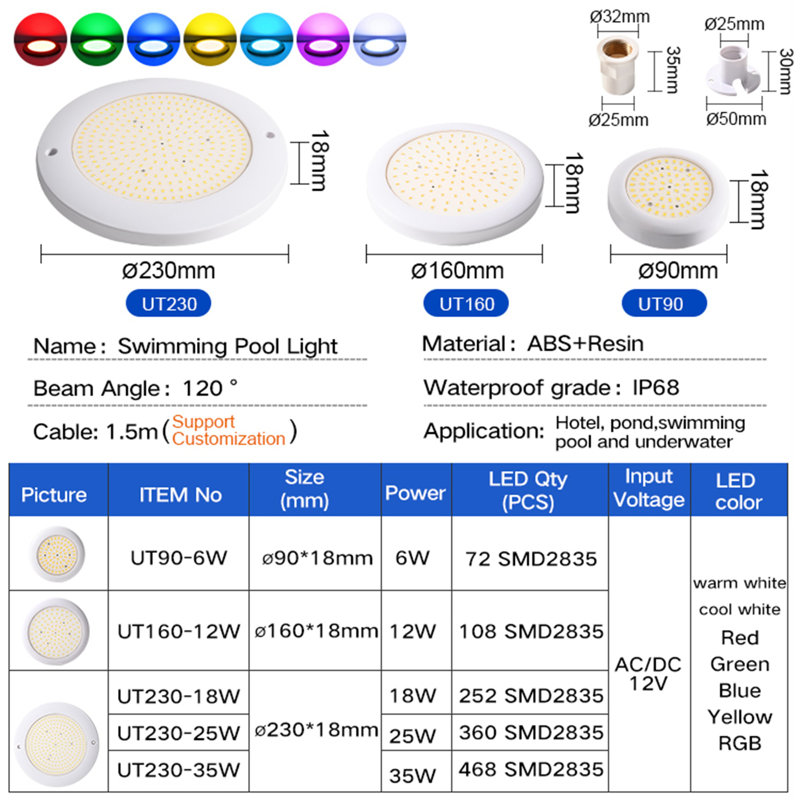 LED Waterproof Pool Light With Remote Control