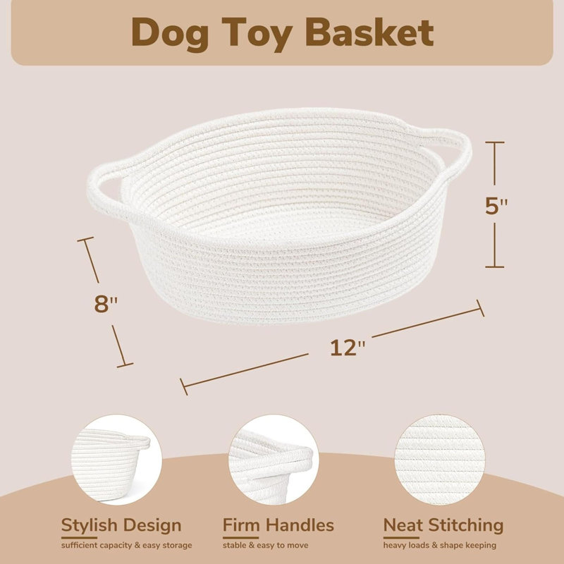 Baby Laundry Basket With Handles, Cute Cotton Rope Baskets For Toys,  Basket For Organizing Gifts,Snacks,Woven Storage Baskets For Bathroom