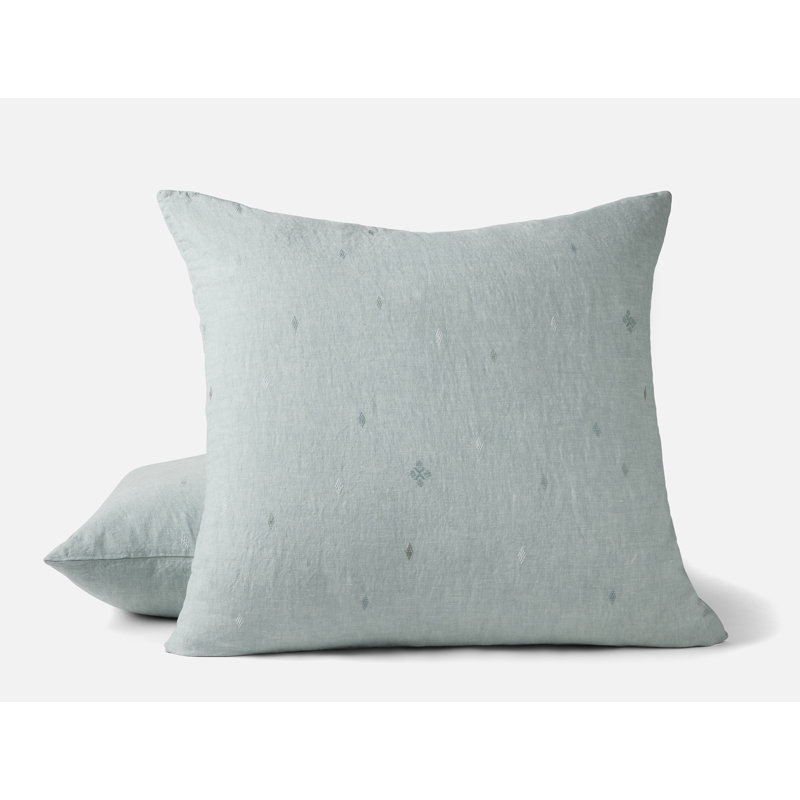 Taie décorative brodée Cambria, Euro, Chambray bleu pacifique avec multicolore