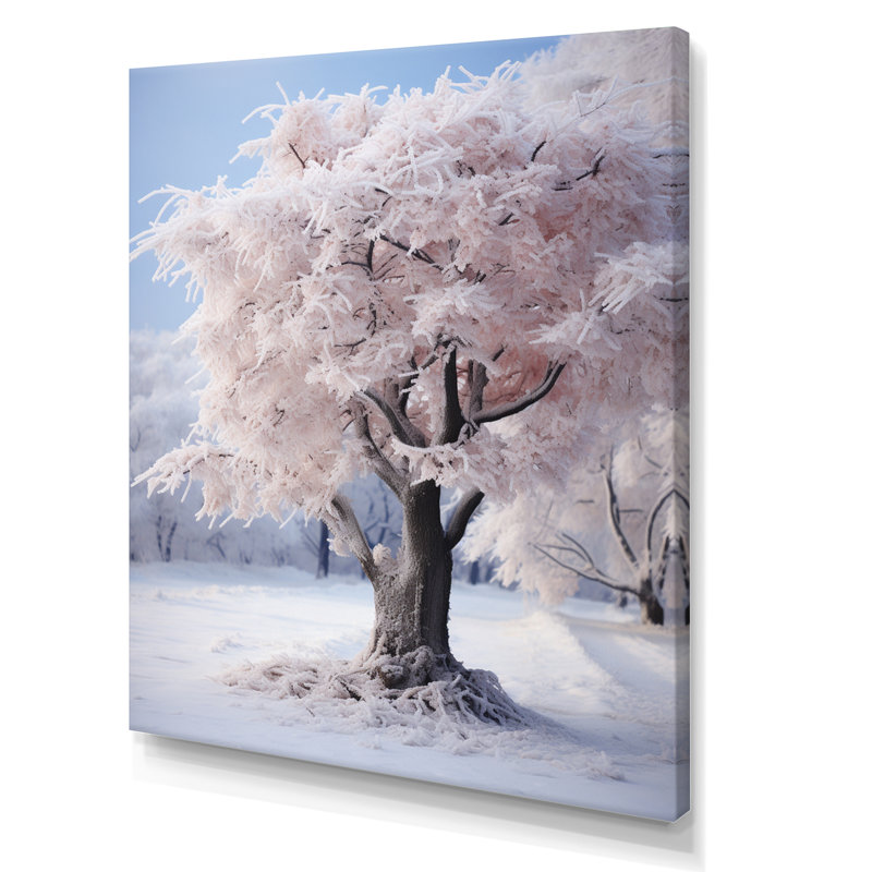 Arbre blanc dans un paysage d'hiver II, H 20 po x l 12 po x P 1 po, Toile tendue