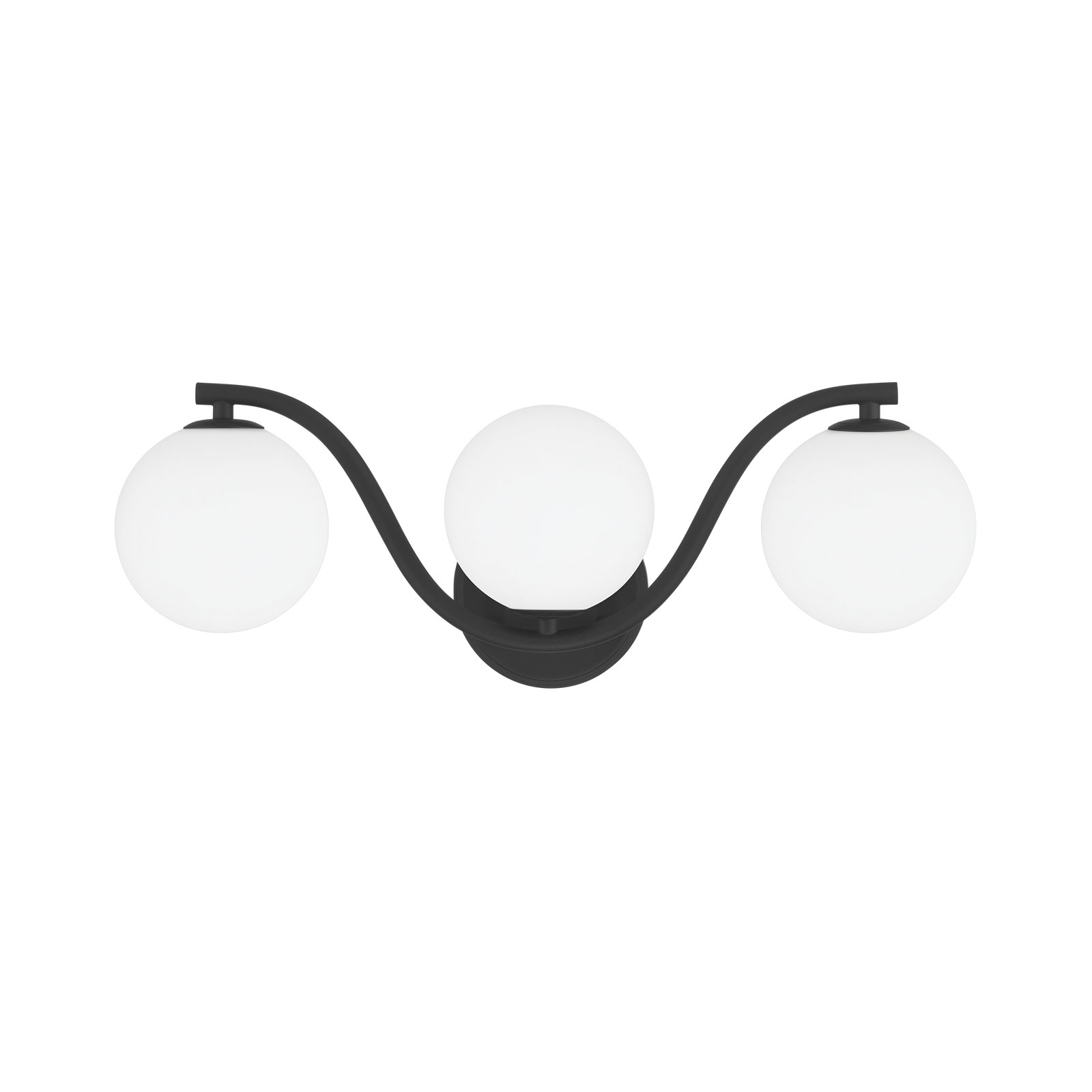 Triple Globe Wave Vanity Lighting, Matte Black
