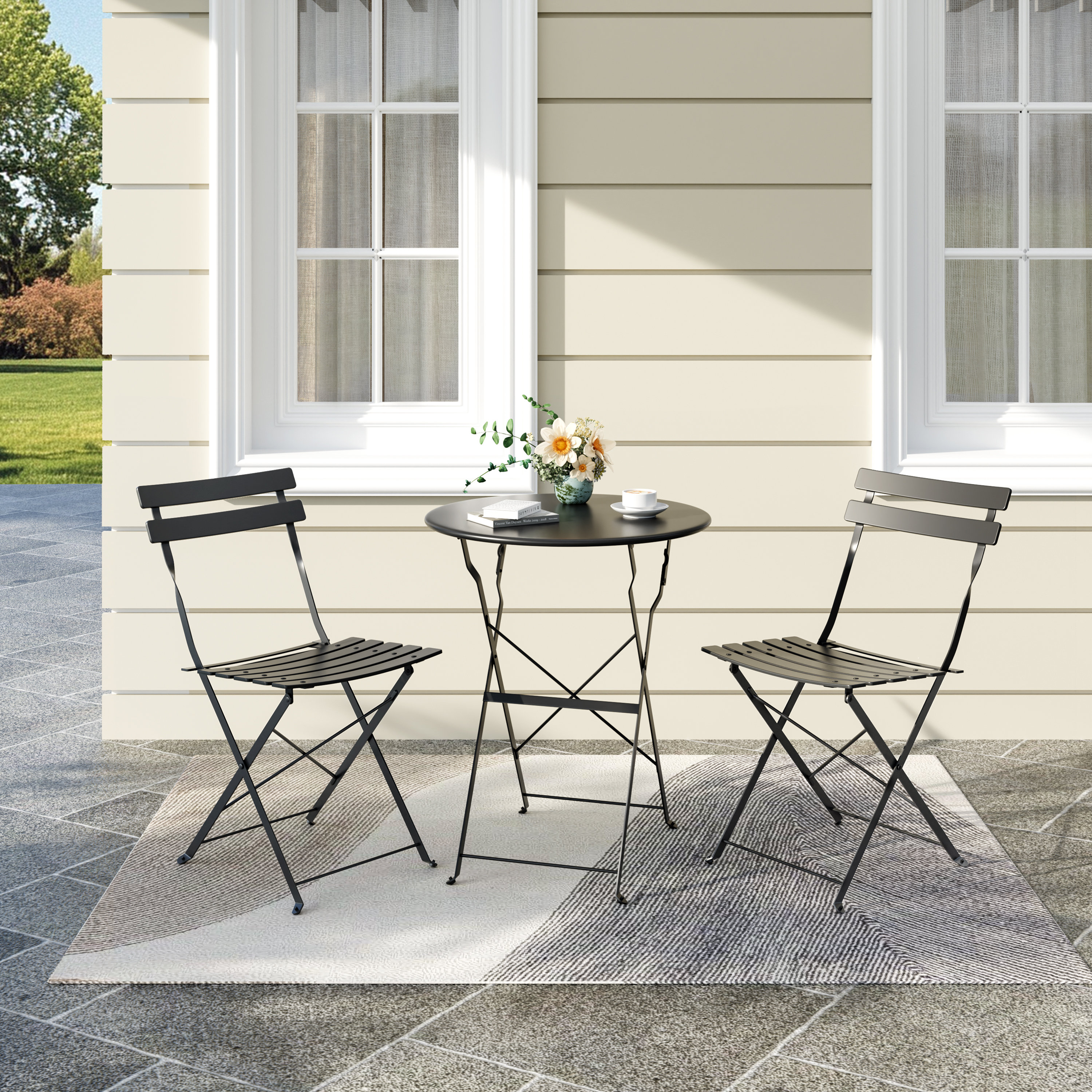 Ensemble Table Et 2 Chaises Compact - Design Blanc Et Chêne - Idéal Pour Petits Espaces (cuisine, Terrasse) - 9