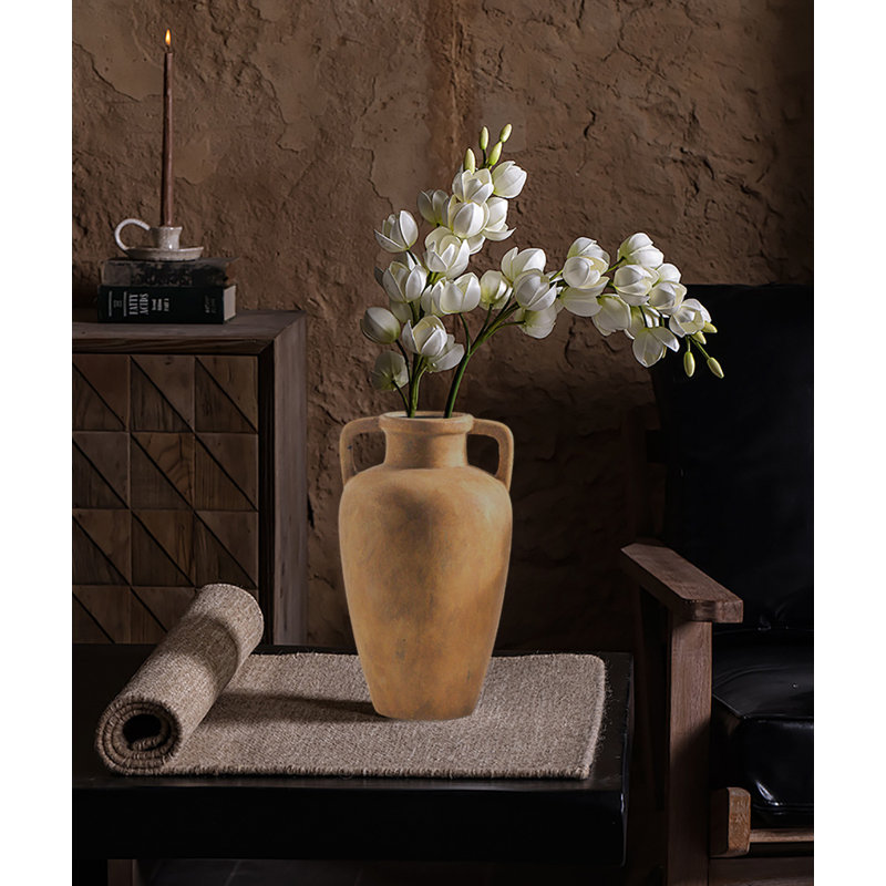 Vase à fleurs en céramique avec 2 poignées, grand vase et grand vase, Terracotta