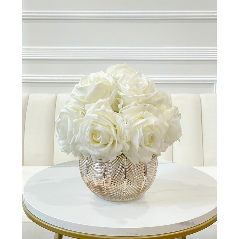 White Medium Real Touch Flower Arrangement Dining Table Centerpiece