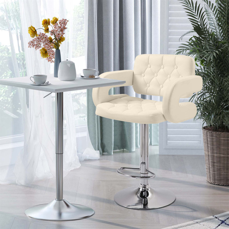 Bigvai Adjustable Height Counter Stool with Metal Frame, Beige