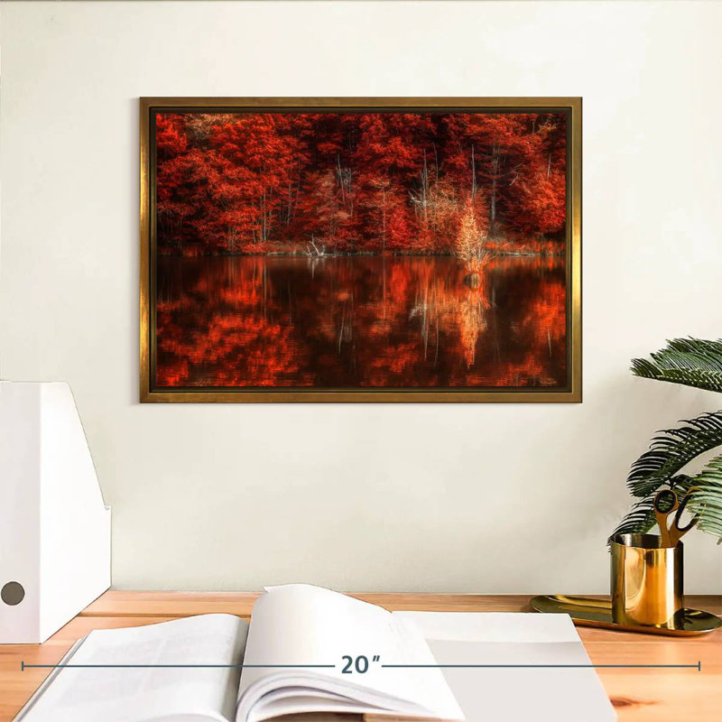 Reflection Of Autumn, Floating Frame Gold, 13" X 9"