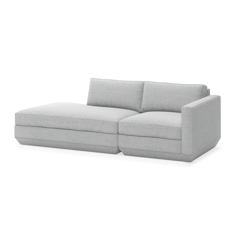 Canapé modulaire 2 pièces Podium, Sergé de performance argent Bayview, Orienté vers la gauche