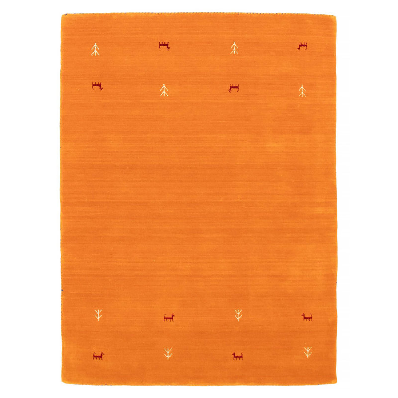 Tapis rectangulaire en laine nouvel âge unique 4 pi 0 po x 5 pi 7 po Orange clair