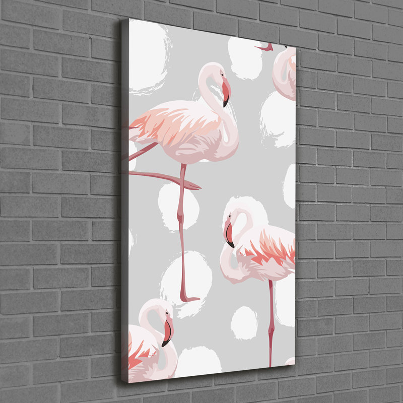 Flamingos And Dots - Wrapped Canvas Print