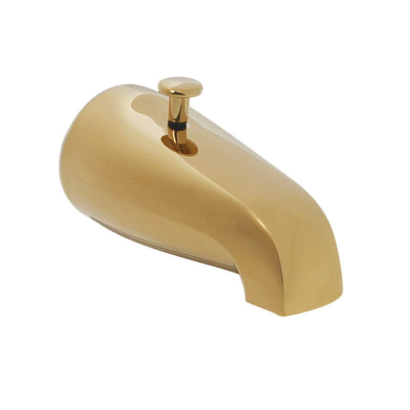 5-1/4" Rear Diverter Tub Spout with 1/2" or 3/4" IPS Rear Connection, Polished Brass