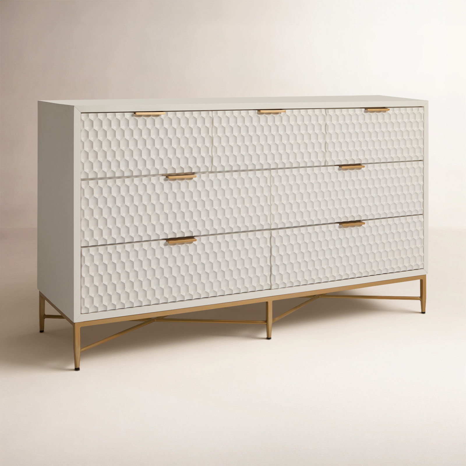 Capra 7 Drawer 56" W Double Dresser, White