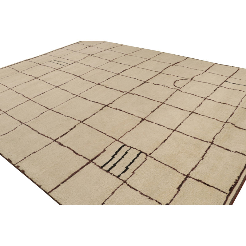 Moroccan Hand Knotted Wool Area Rug, Rectangle 8' x 10'