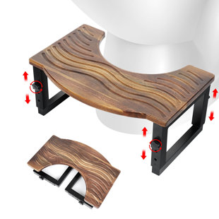 Tabouret de toilette pliable, réglable en hauteur de 7,8,9 po, tabouret de merde en bois d'acacia pour l'apprentissage de la propreté, pot de squat pour adultes, la position accroupie aide à améliorer la santé intestinale et soulage la constipation