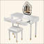 40" Modern Vanity Table Set With Mirror Touch Screen Lighted Mirror, Dressing Table And Cushioned Stool Set With 2 Large Drawers