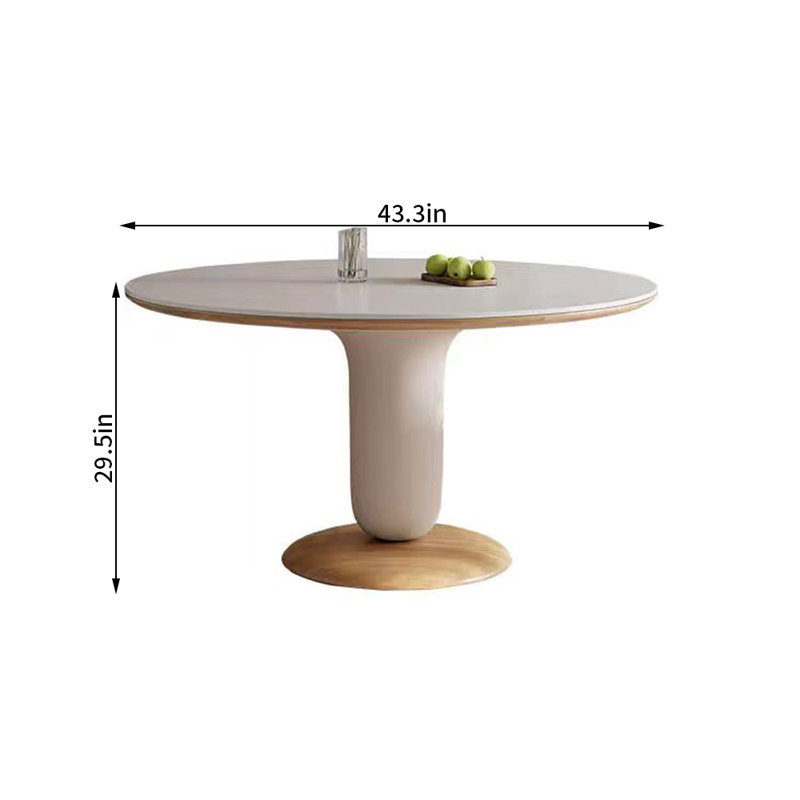 Shirine Round Solid Wood Base Dining Table, 29.5"H x 43.3"L x 43.3"W