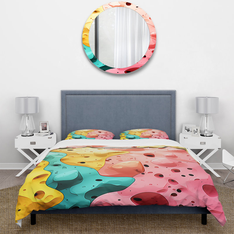 Ensemble de housse de couette bleu et rose Cubist Marine Exploration II - Corail, Housse de couette pour grand lit