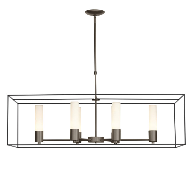Portico 6 - Light Kitchen Island Linear Pendant, Bronze, Dark Smoke, Opal