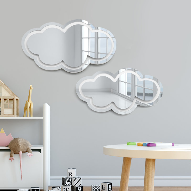 Miroir de nuages, ensemble de 2 décorations murales en acrylique 3D