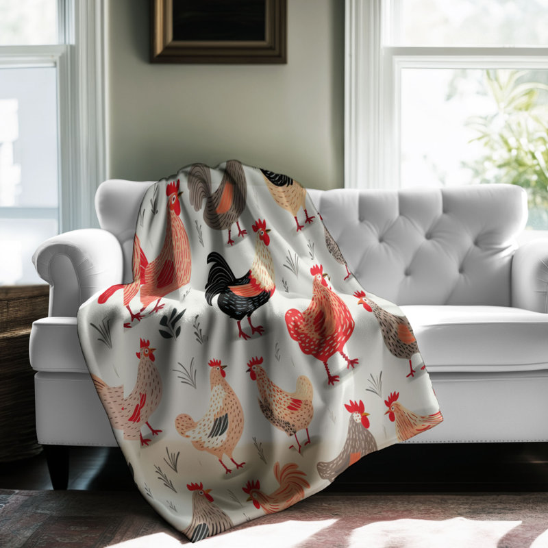 Motifs de poulet et d'œufs - Couverture Sherpa de qualité supérieure 1 pièce, L 80 po x l 60 po