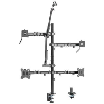Mount-It Black Multi Screen Desktop Mount for Screens Holds up to 44 Lb. lbs