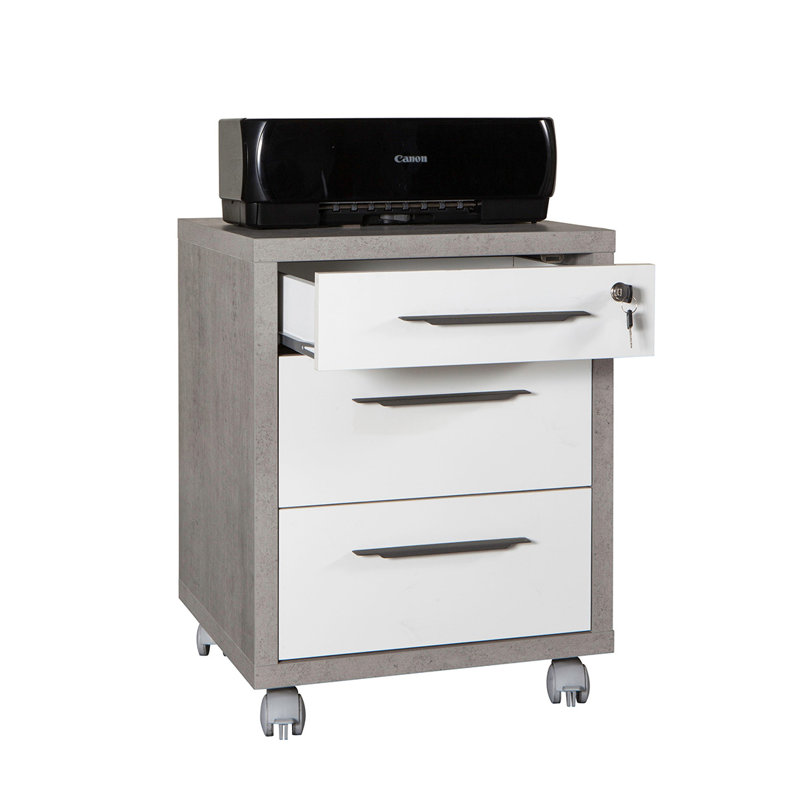 Disegno 3 -Drawer Mobile File Cabinet, Grey/White