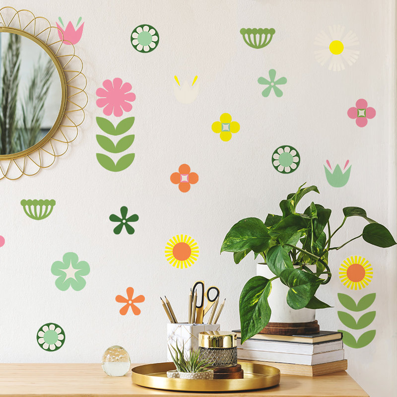 Retro Flower Peel and Stick Wall Decal