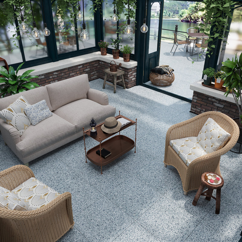Terraforma 24 po x 24 po Carreau de sol et mur en terrazzo vert forêt et blanc Honed (paquet de 7,75 pieds carrés / boîte) - paquet de 2