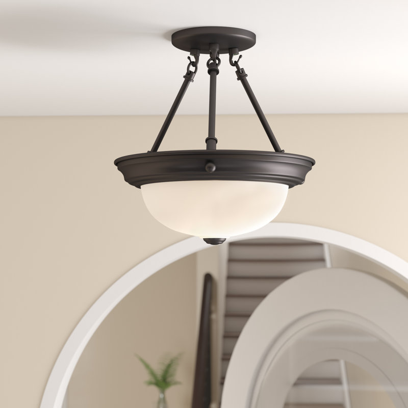 Dothan Glass Semi Flush Mount, 14" H x 13.25" W, Incandescent