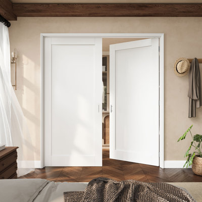 72" X 80" Full Panel French Door With Silver Hinges, Solid Core Door Slab With Frame, French Interior Door As Pantry Door, Bedroom Door, Laundry Door, Closet Doors, Room Doors, Ball Catch & Door Handle Included