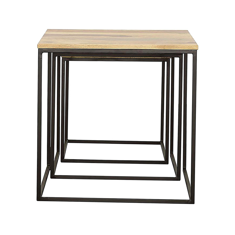 Natural and Black 3-piece Nesting Table