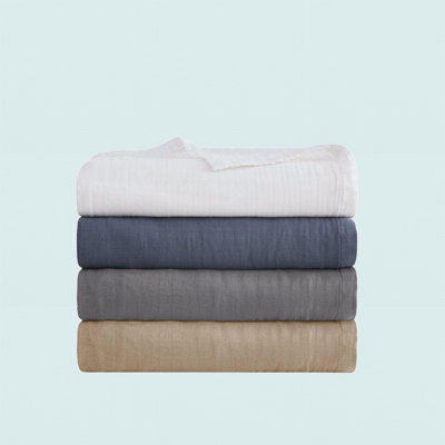 1 PCS 100% Cotton Lightweight Blanket Tan