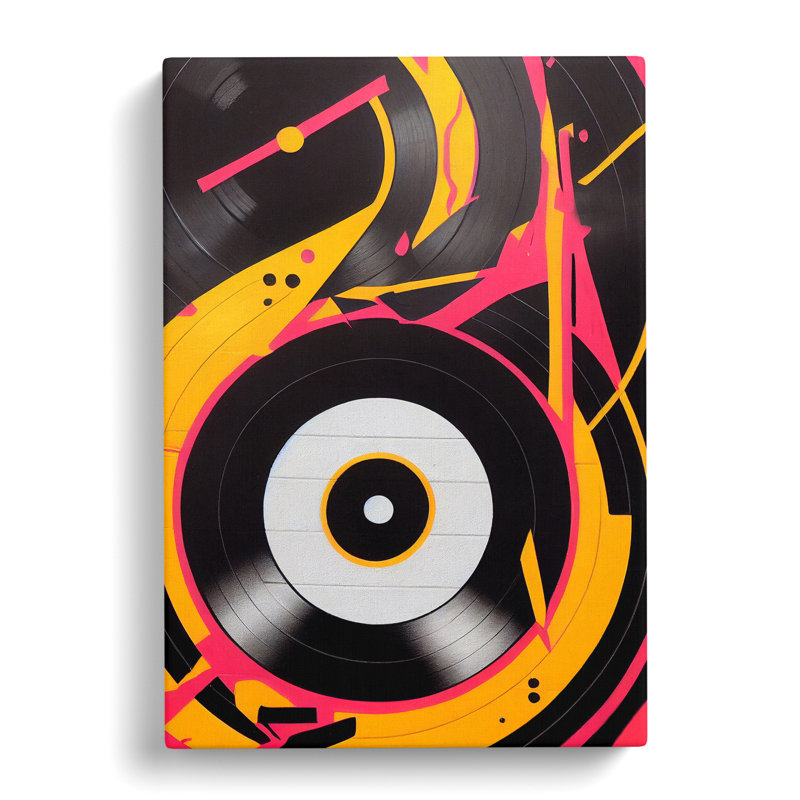 XV1022-5039X Vinyl Record Player Abstract - Print, No Matte, Wrapped Canvas, 50cm H x 35cm W x 3cm D