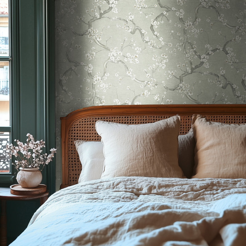 Galerie Horizon Cherry Blossom Wallpaper, Green