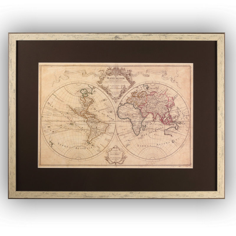 « rétro monde map », impression encadrée