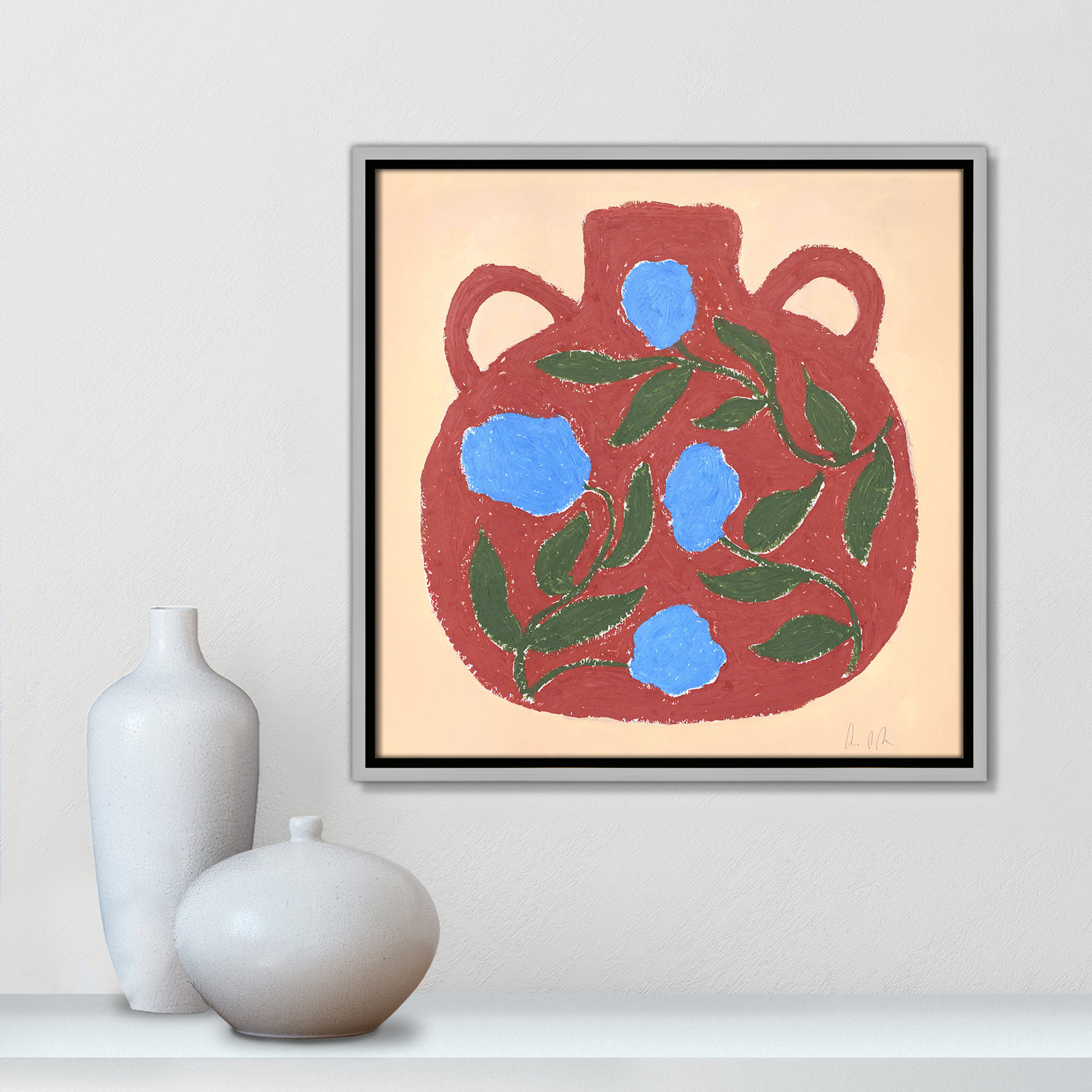 Vase No. 04 Print by Camilla Bergqvist, Silver, 17.5" H x 17.5" W