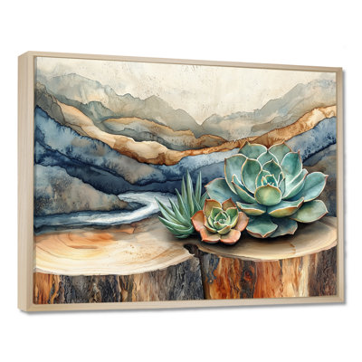 «Greenburg Succulent on a Top of Wooden Slide River IV - Succulents», art mural