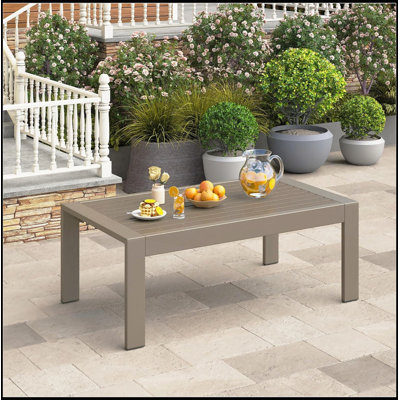 Outdoor Furniture Patio Coffee Table Rectangle All Weather Outdoor Metal Coffee Table for Balcony Garden Deck Backyard