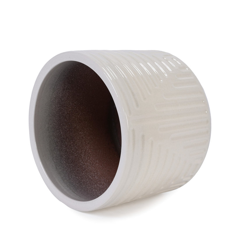 Ceramic Flowerpot, Modern Planter With Glossy Milk White Finish For Patio, Garden, Windowsill - 16.11" L W 14.17" H, 41.36 Lbs, Built In Drainage Hole Root Growth Stylish Ceramic, All Weather