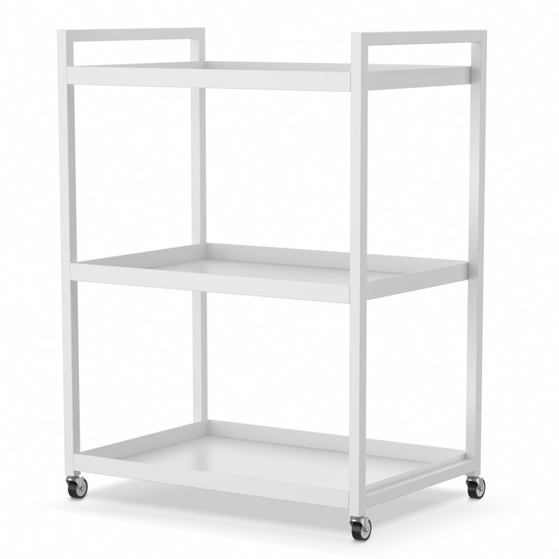 Organisateur de rangement à 3 niveaux avec roulettes verrouillables pour la cuisine et la salle de bain, Blanc